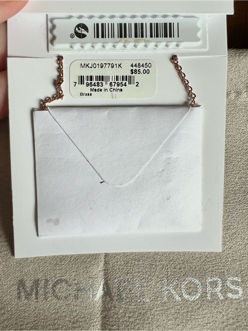 NWT Michael Kors Rose Gold Pave Padlock Necklace with Pink Crystal Center - Picture 5 of 5